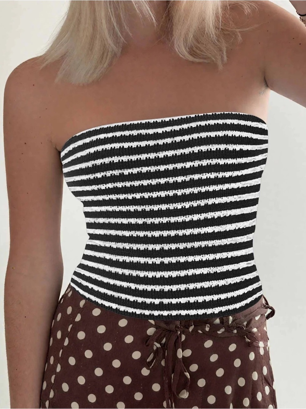 Y2K Antistar Striped Tube Top - Medium